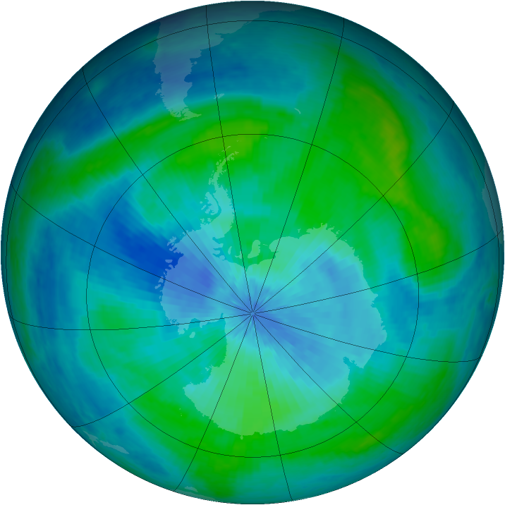 Antarctic ozone map for 07 March 2003